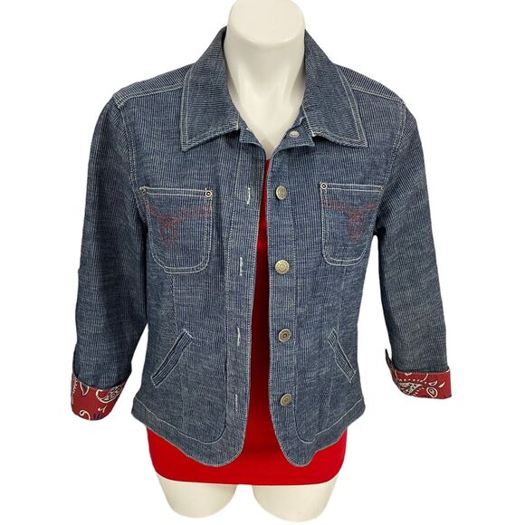 Sag Harbor Sports Jacket Blazer Womens 6P Railroad Blue Flip Cuff Utility - Picture 8 of 16